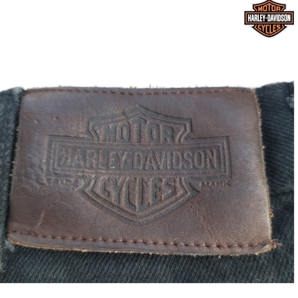 HARLEY-DAVIDSON Men’s 40x30 Relaxed Leg Black Wash Jeans vintage like new - Picture 4 of 6